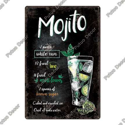 Vintage Neon Mojito Hawaiian Sign Decor