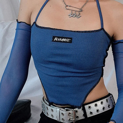 Women 90s Vintage Long Crop Tops