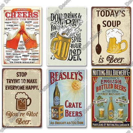 Save Water Drink Beer Vintage Sign Decor