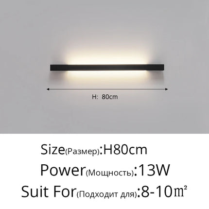 Minimalist Long LED Bar Lamp Bedside Bedroom Indoor Wall Sconce