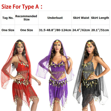 Women Halter Sequin Belly-Dance-Costume Set