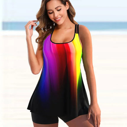 Women Rainbow Swirl 2pc Swimwear Tankini