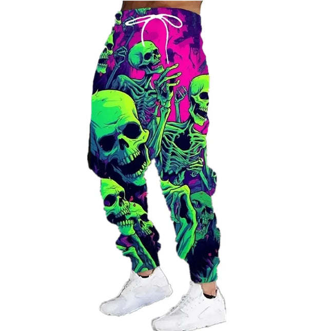 Men Skull Graffiti 3D Casual Pants