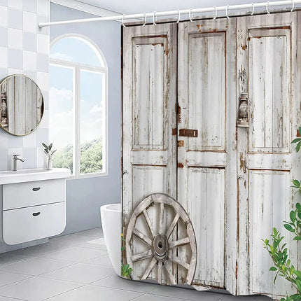 Retro Rustic Farmhouse Style Bathroom Shower Curtain Set