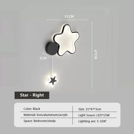 Modern Nordic Kids Room LED Star Cloud Wall Sconce