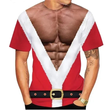 Men Funny 3D Christmas Muscle Shirts - Mad Fly Essentials