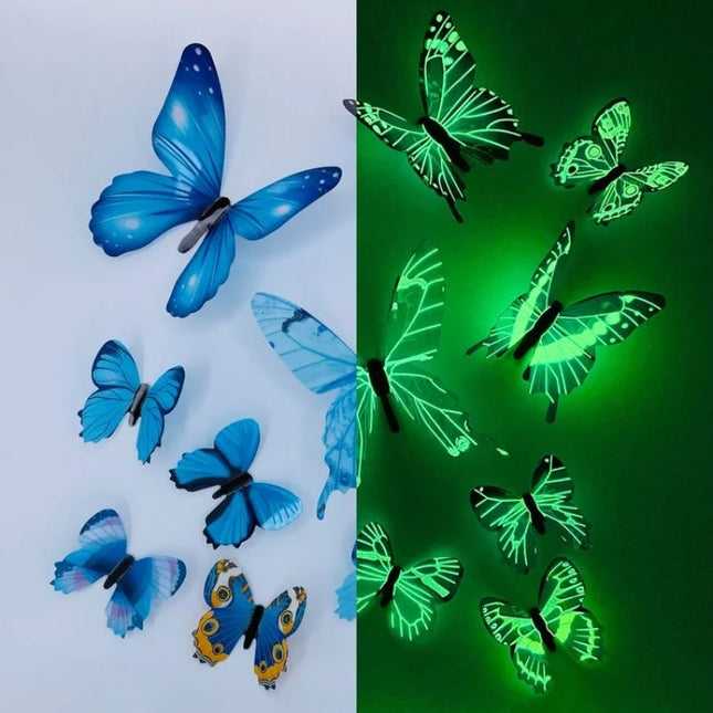 Nordic Butterfly 12pc 3D Luminous Animal DIY Wall Stickers