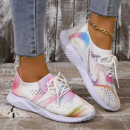 Women Rainbow 2024 Lightweight Knitted Sneakers