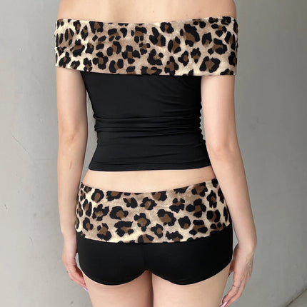 Women Crop Top Leopard Activewear Set