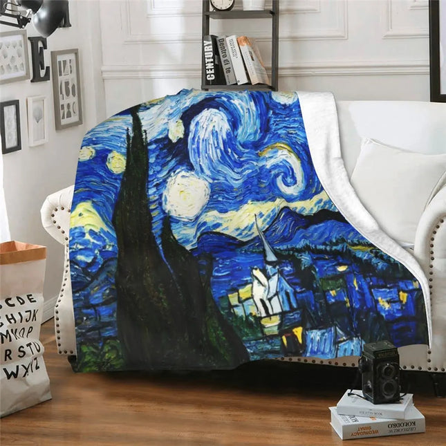 Van Gogh Starry Night 3D Throw Blankets