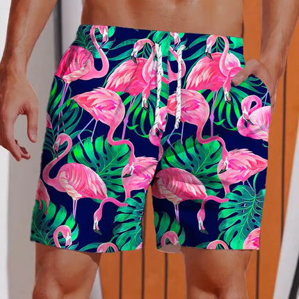 Men 2024 Summer 3D Hawaiian Animal Boardshorts