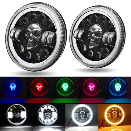 Modern LED 7inch Motorcycle Automatic Turning Skull Headlamps