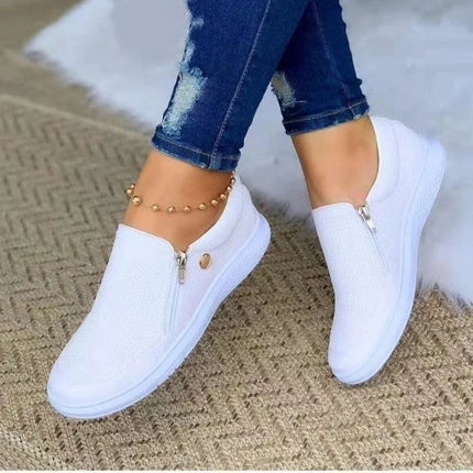 Women British Style Denim Round Toe Sneakers