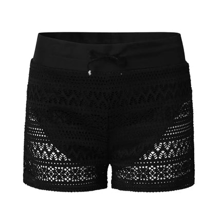 Women Black Bikini Hollow Swimwear Shorts