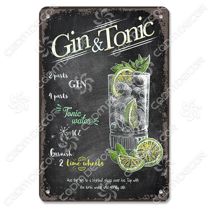 Pina Colada Drink Mojito Vintage Wall Sign