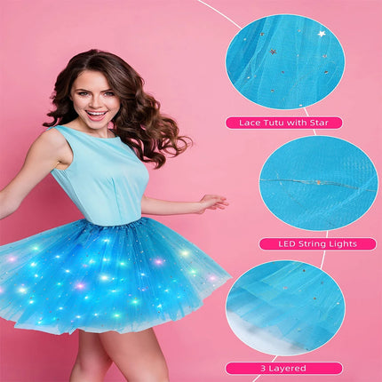 Women Girls LED Tulle Luminous Party Tutu Fairy Dress