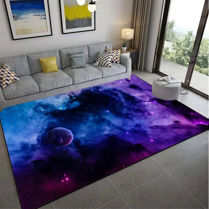 Modern 3D Saturn Planet Starry Sky Area Rug