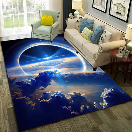 Kids Room 3D Universe Galaxy Living Area Rug.