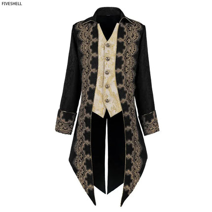 Men Steampunk Gothic Jacket Tailcoat Medieval Frock Costume