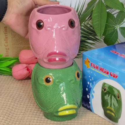 Funny Ceramic Greenhead Fish Coffee Mug