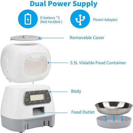 Smart 3.5L Automatic Pet Dog Feeder Food Dispenser