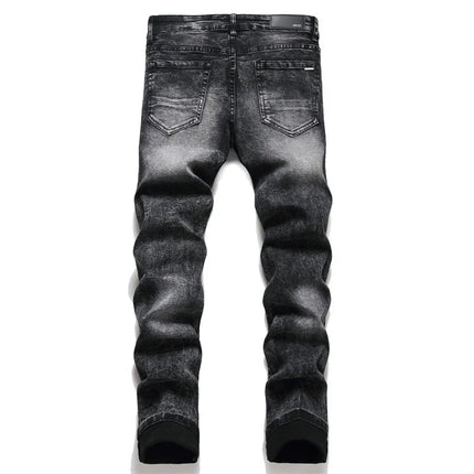 Men Slim Distressed Star Jeans - Mad Fly Essentials