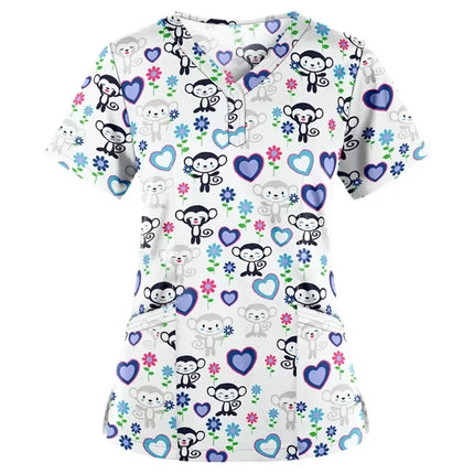 Women Cartoon Cat Dog Nurse Shrubs Pet Uniform