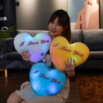 LED Multicolor Plush Heart Pillows Gift