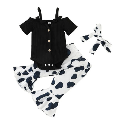 Baby Girl Cow Camisole 3pc Infant Toddler Set