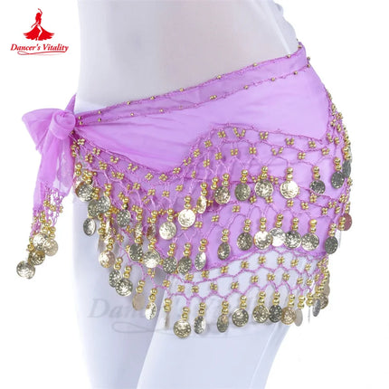 Women Chiffon Gold Belly Dance Costume Scarf