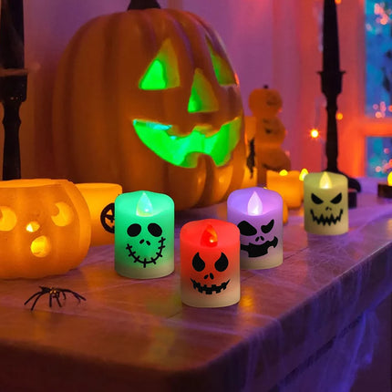 6pc Halloween Led Ghost Pumpkin Candle Light