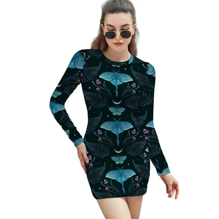 Women Plus Emerald Moon Phase Mini Dress