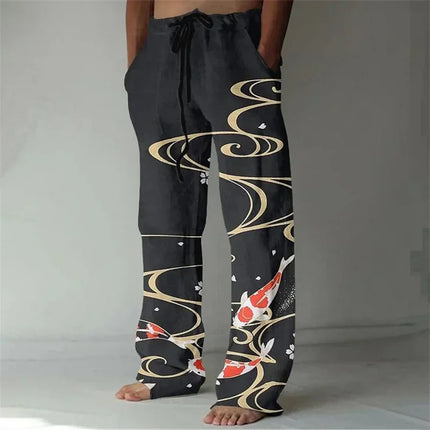 Men European Floral Animal 3D Pants