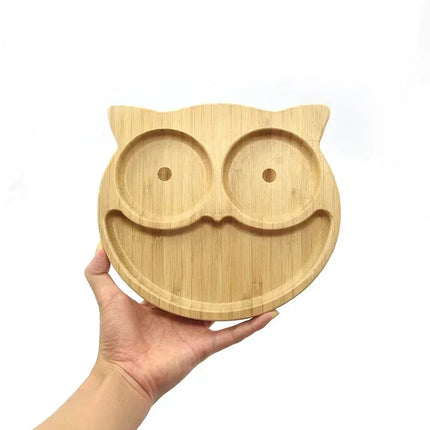 Eco-Friendly Baby Food Wooden Animal Dinner Tray Set