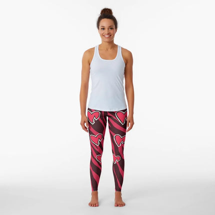 Women Zebra Pattern Heart Broken Fitness Leggings