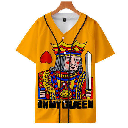 Men Poker Party 3D KING QUEEN Baseball Jersey Summer Tees