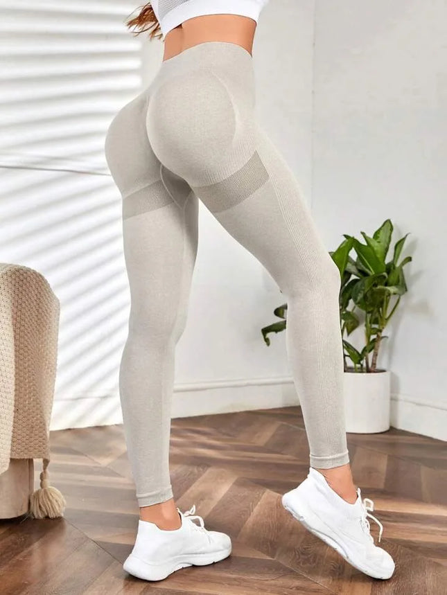 Women Blue Seamless Butt Lifting Fitness Leggings