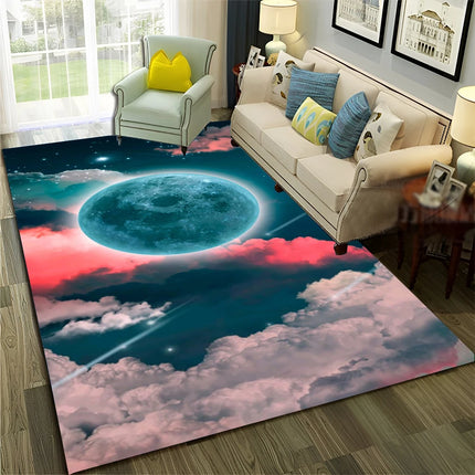 Kids Room 3D Universe Galaxy Living Area Rug.