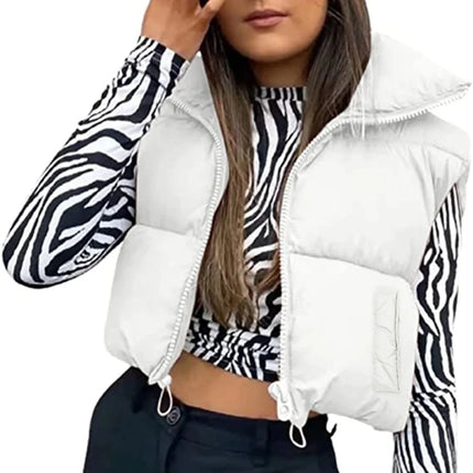 Women 2024 Cropped Vest Sleeveless Puffer Jacket