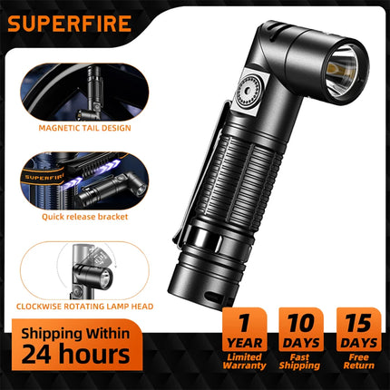SUPERFIRE G19-S Rechargeable Flashlight 90° angle Head Lamp