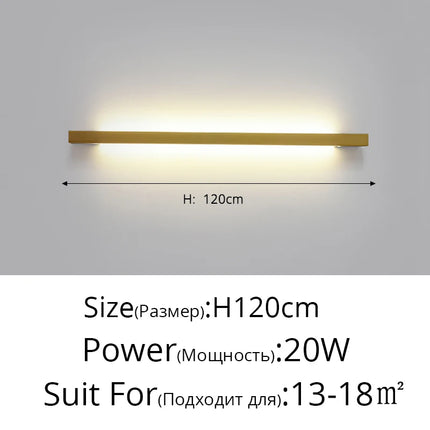 Minimalist Long LED Bar Lamp Bedside Bedroom Indoor Wall Sconce