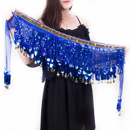 Women Gold Tassel Belly Dance Costume Skirt Wraps