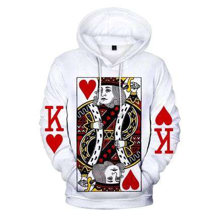 Men King Long Playing Poker Funny Medieval Hoodies