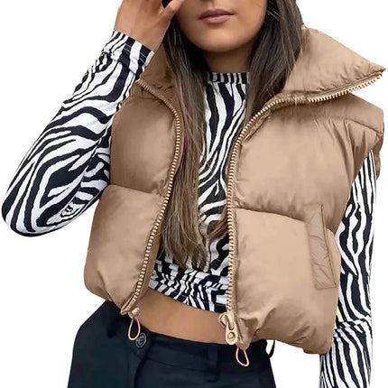 Women 2024 Cropped Vest Sleeveless Puffer Jacket