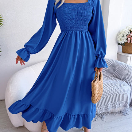 Women Long Casual Ruffle Chiffon Dress - Mad Fly Essentials