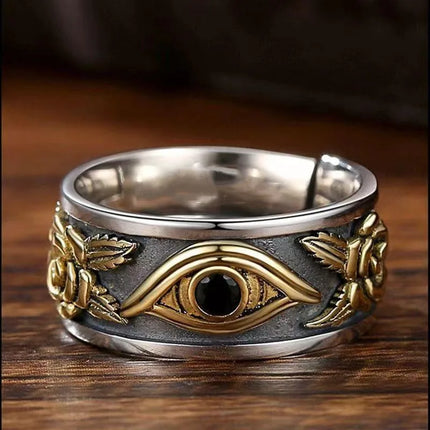 Men Vintage Ancient Egyptian Mythology Eye of Horus Symbol Ring