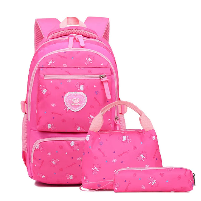 Women Girls Heart Backpack 3pc Set