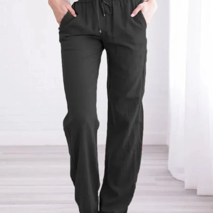 Women Drawstring Casual Wide Leg Pants