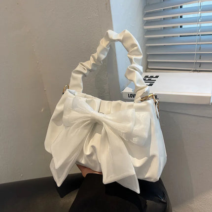 Women Trendy Bow Black White Handbags