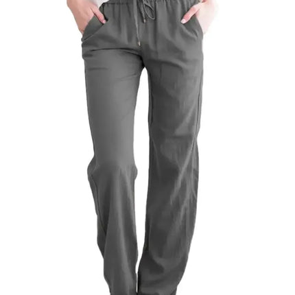 Women Drawstring Casual Wide Leg Pants